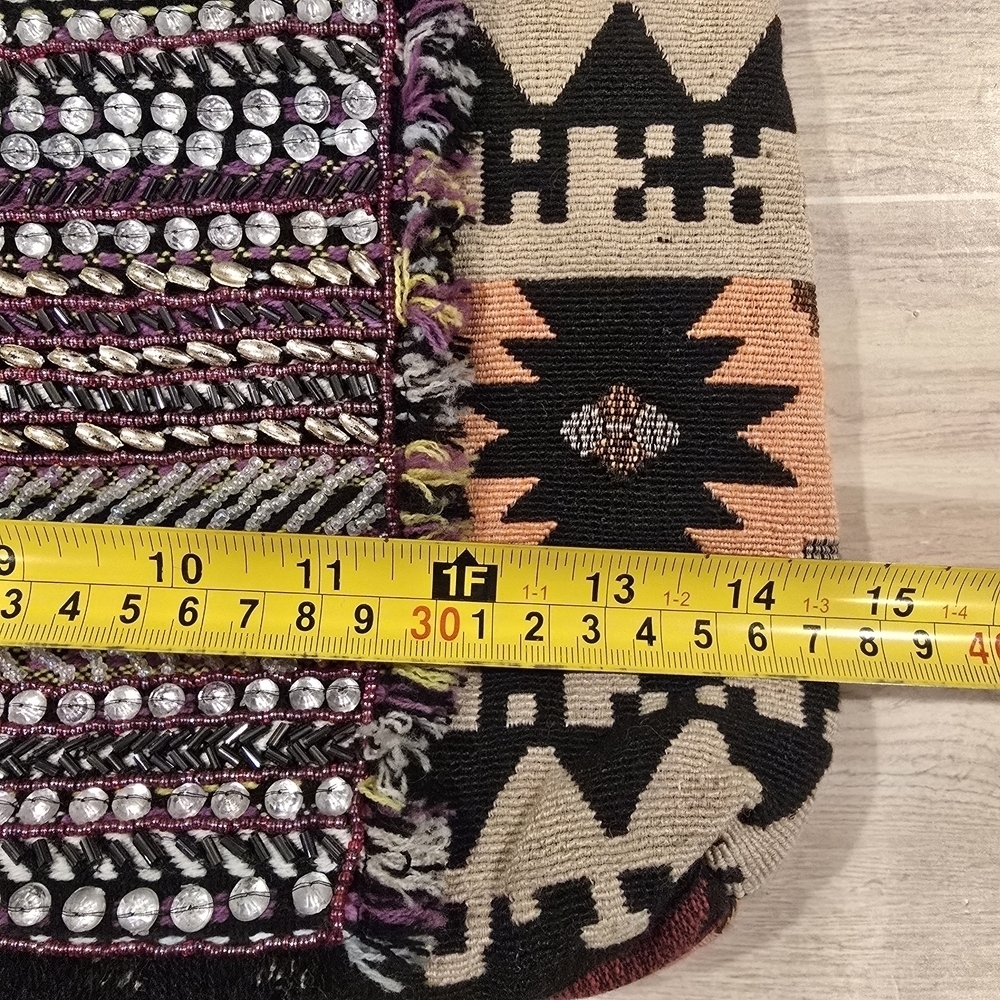 Coco + Carmen Crossbody Beaded Tribal Aztec Boho Adjustable Strap Multicolor. - Picture 11 of 15